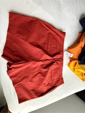 New York & Company Rust Red High-Rise Tailored Shorts